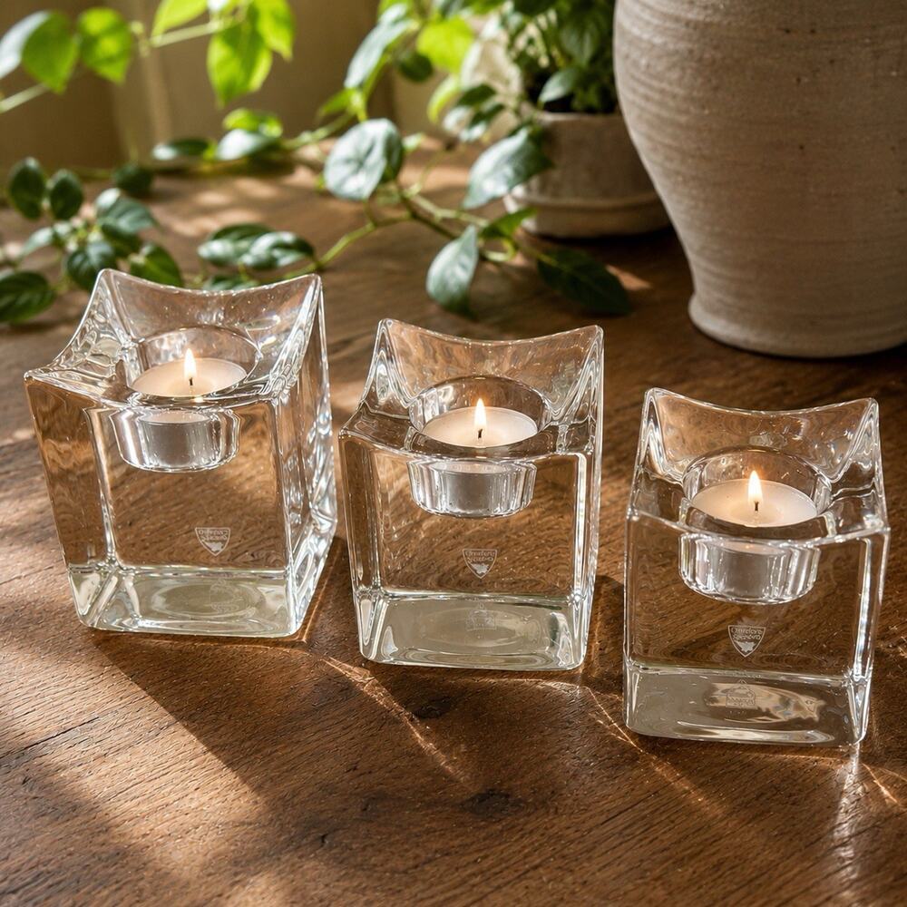 3 Orrefors Polaris Marti Rytkonen Crystal Votive Candle Holders Sweden Modern